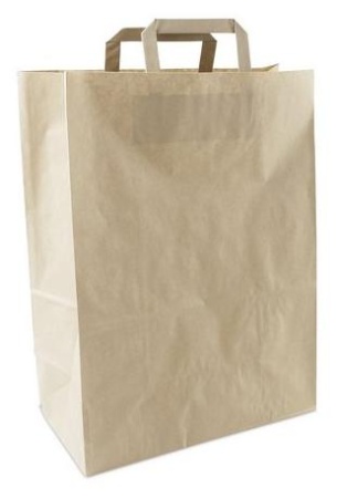 Крафт пакет с плоскими ручками, (32+17)х43 см, 80 г/кв.м, 200 шт. в коробке