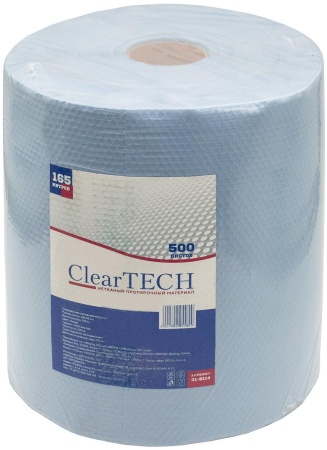 Протирочный нетканый материал ClearTECH 165 метров синий, плотность 110 г/м2, 32х33 см 500 листов в рулоне