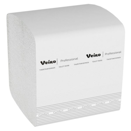 Туалетная бумага листовая Veiro Professional Comfort TV201 2-слойная белая 250 листов (30 упаковок  в коробе)