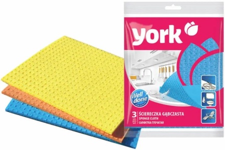 Салфетки для стола York прорезиненные, губчатые 15х17 см, 3 штуки в упаковке