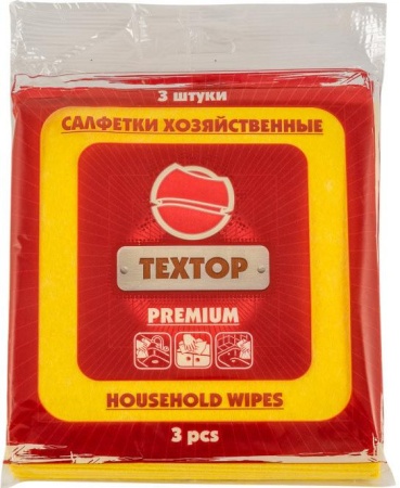 Салфетка вискозная Textop хозяйственная 35х35 см, 3 штуки в упаковке