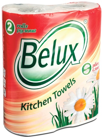 Полотенца бумажные Belux, 2-слойные белые, 2 рулона в упаковке