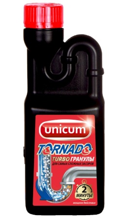 Средство для прочистки труб от засоров Unicum Tornado 600 гр *12