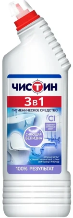 Средство для очистки сантехники Чистин, Универсал с хлором 3 в 1, 750 грамм