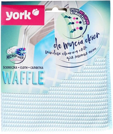Салфетка из микрофибры 35х35 см York для стекол и зеркал, голубая