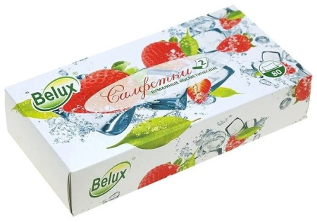 Салфетки косметические Belux двухслойные, 80 листов в упаковке, 20 упаковок в коробке