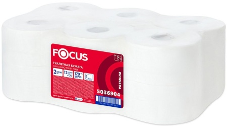 Туалетная бумага Focus Mini Jumbo (Фокус Мини Джамбо) двухслойная белая, 170 метров в рулоне