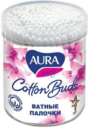 Ватные палочки Aura, 200 штук в стакане