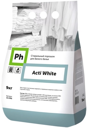 Стиральный порошок Ph Acti White для белого белья, 9 кг