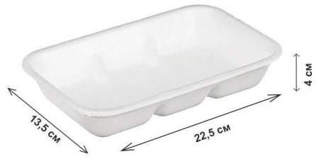 Подложка лоток Т-40 (М-40) ВПС, 225х135х40 мм белая, 250 штук