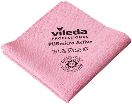Салфетка хозяйственная ПУРмикро Актив Vileda (Виледа) 38х35 см красная, 5 штук в упаковке