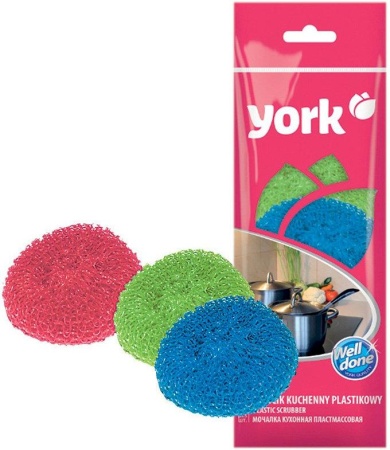 Губки сетчатые пластиковые York, 3 штуки в упаковке