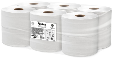 Туалетная бумага Veiro Professional Comfort T203, двухслойная белая, 200 метров в рулоне